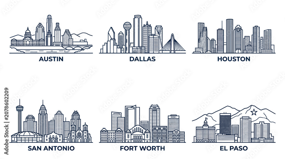 Obraz premium City skylines of Texas cities.