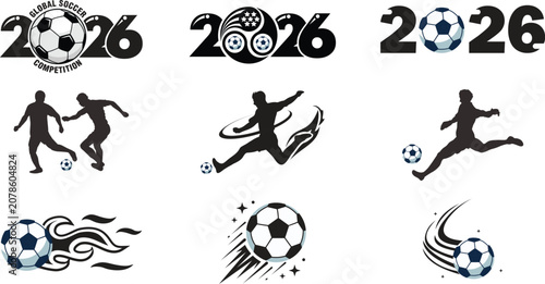 Konstfotografi 2026 FIFA World Cup logo icon vector set collection group featuring tournament emblem football championship badge symbol editable outline design isolated sport branding concept graphic