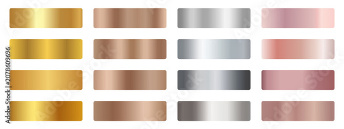 Bild auf Leinwand Gold, copper, silver, rose gold gradient swatch set