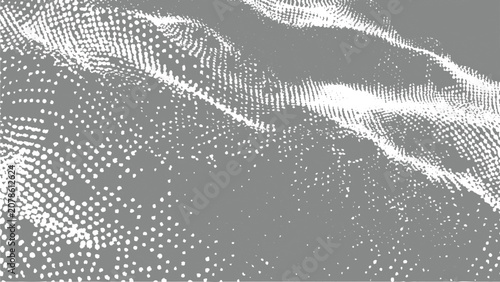 Tableau sur toile grayscale abstract wave pattern of small white dots forming undulating terrain s