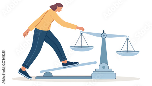 Woman walking on balance scale for weight management with management lifestyle weighing wellness exercise measurement physical activity tracking progress slimness healthier decision