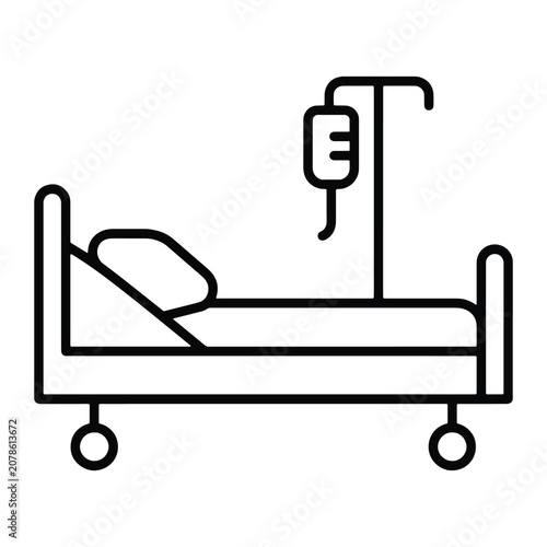Hospital Bed Clean Line Art Icon Design Collection