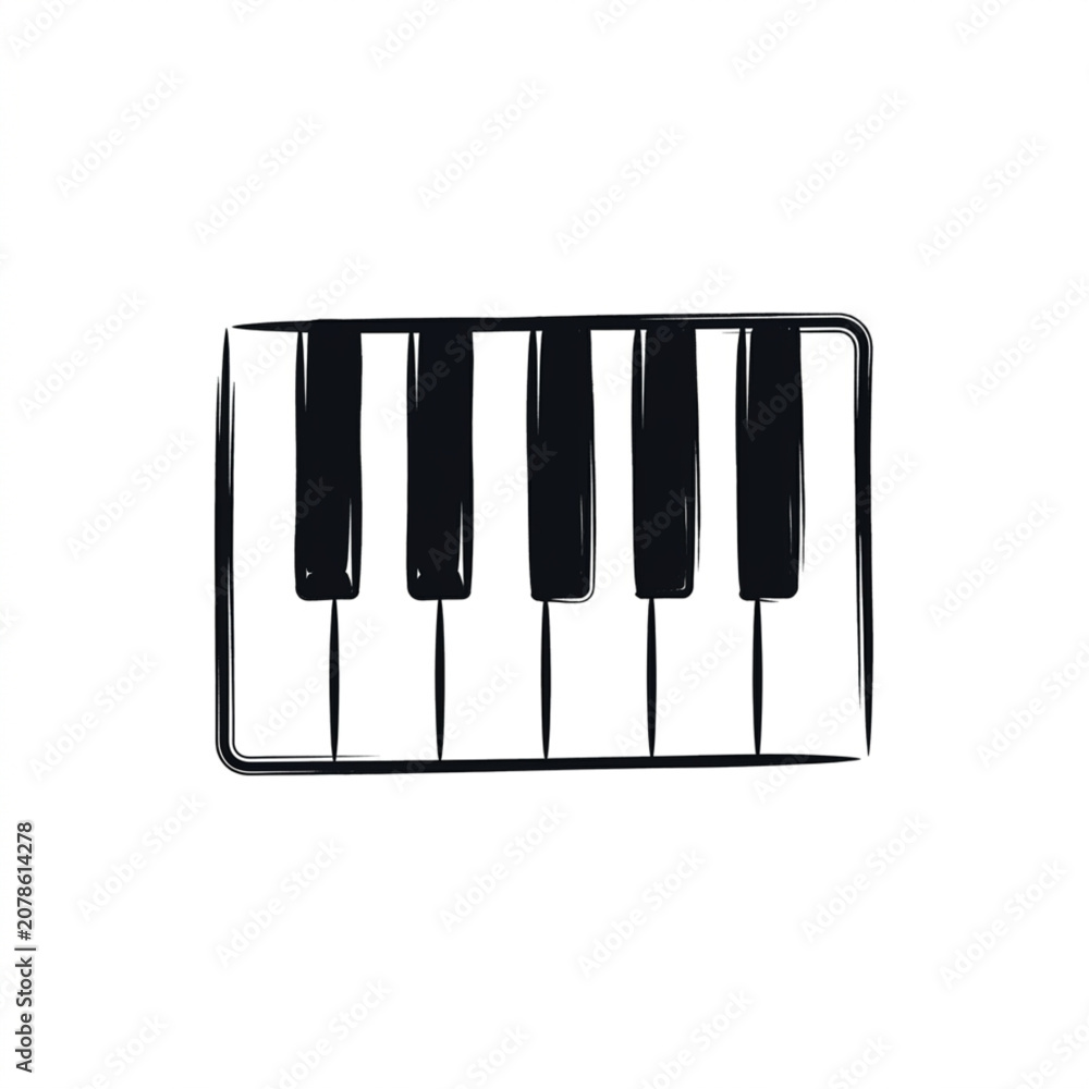 Fototapeta premium Simple Hand Drawn Piano Keyboard Illustration.