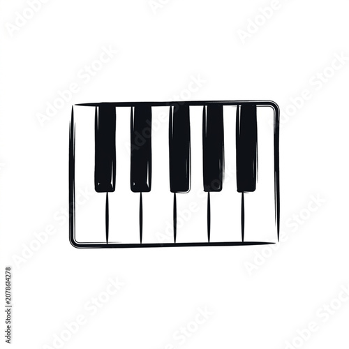 Schilderij op canvas Simple Hand Drawn Piano Keyboard Illustration.