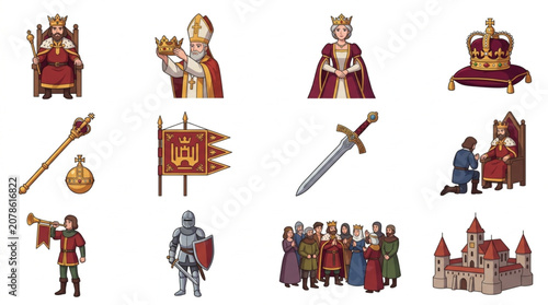 Foto Medieval Royal Symbols and Figures Collection.
