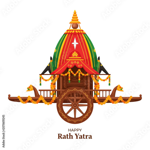 Decorated Rath Yatra Chariot with Flowers - Indian Festival Celebration