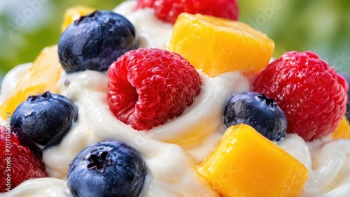 Frozen Yogurt with Berries and Mango Pieces