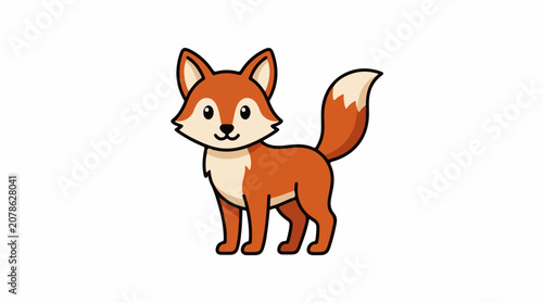 A cartoon illustration of a cute orange fox with white markings (1)