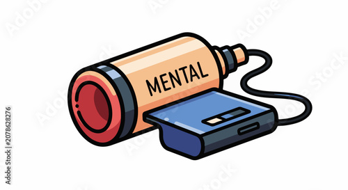 A cartoon illustration of a health monitor connected to a tube