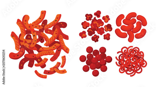Fotografie Collection of Red Blood Cells and Bacteria.