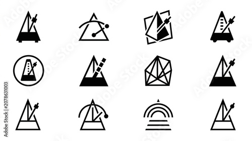 Obraz na plátně Collection of abstract geometric shapes and icons representing rhythm and music
