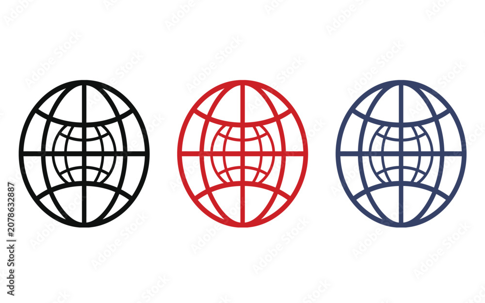 Fototapeta premium Globe icons for global network and international business, earth symbol
