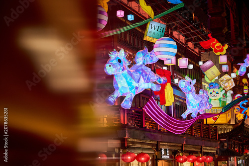 Canvas Print Lantern Festival at Yuyuan Garden, Shanghai, China at Night