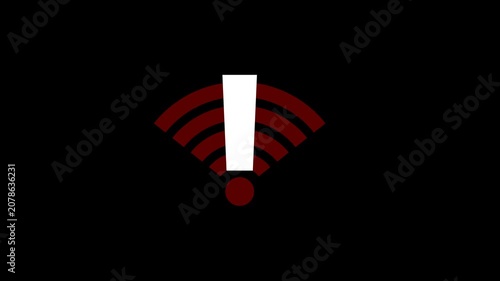WiFi Signal Lost Animation Alpha Channel 4K Resolution