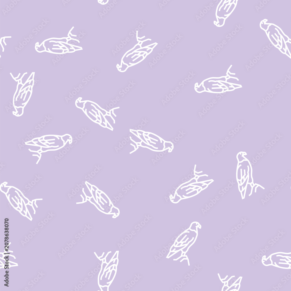 Fototapeta premium eagle bird in zoo vector line seamless pattern eagle bird in zoo sign illustration