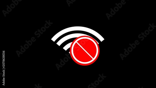 WiFi Signal Lost Animation Alpha Channel 4K Resolution