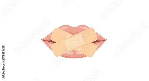 Lips Sealed with Band-Aids: Silence, Secret, Censorship, No Talking Concept