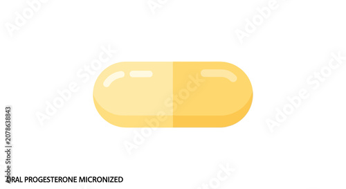 Single Micronized Progesterone Capsule Isolated on White Background