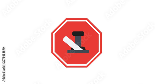 Stop Sign with Lever Icon, Prohibition Symbol, Vector Illustration