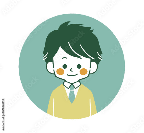 笑顔の男子学生のアイコン