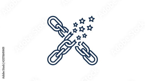 Broken Chain Symbol Representing Freedom and Breaking Bonds.