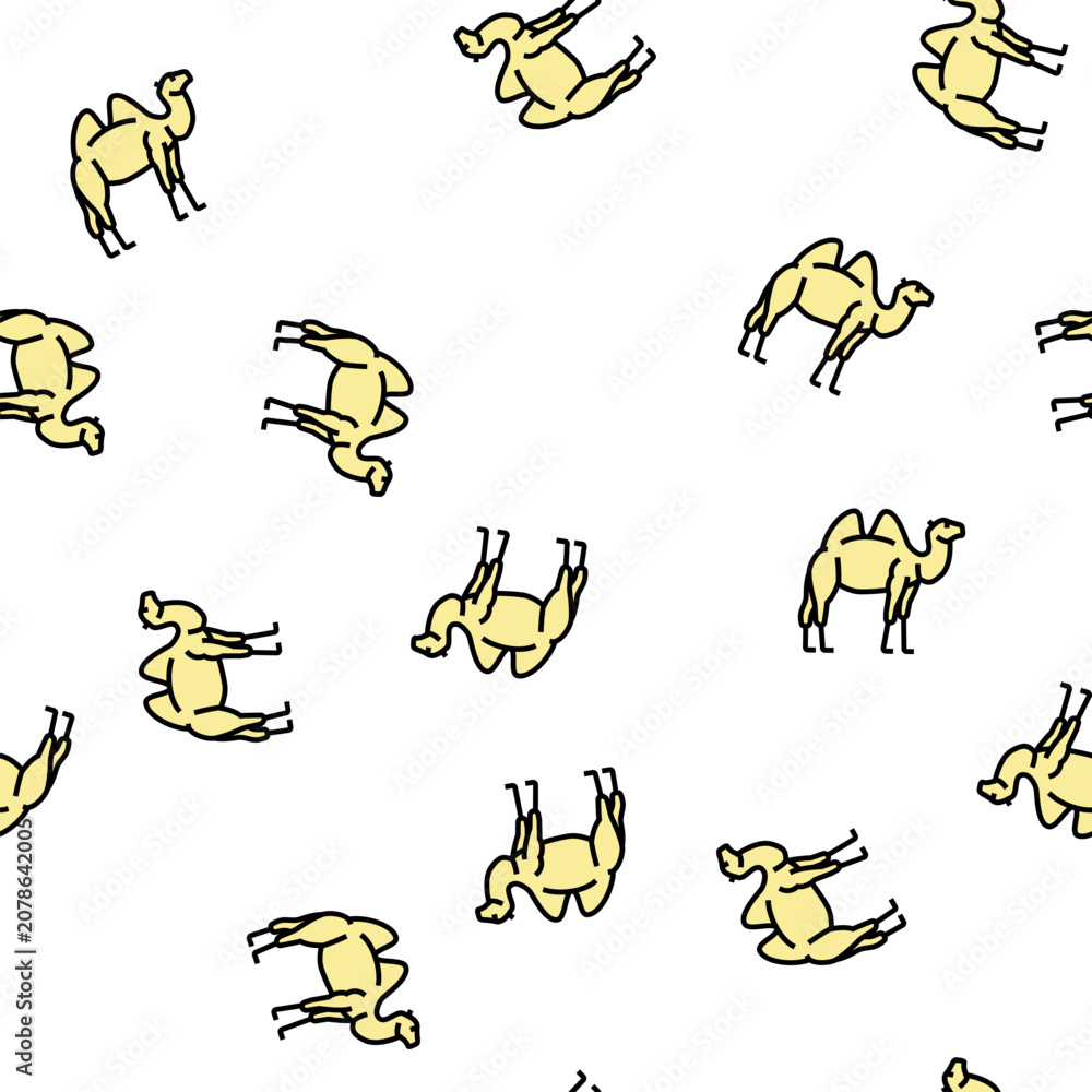 Fototapeta premium camel animal in zoo vector seamless pattern camel animal in zoo sign illustration