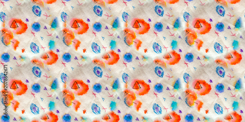 Schilderij op canvas Turquoise Royal. Rainbow Animal Mix Pattern.