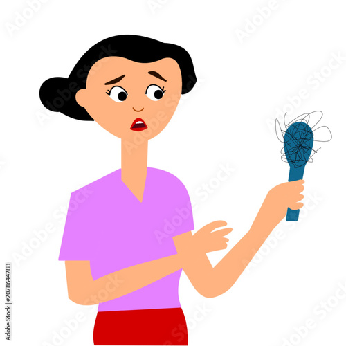 woman suffering from hairfall issue.eps
