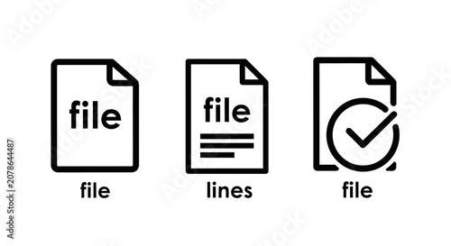 File and document management outline icon set with file format document information management computing business structure download software organization directory database computer
