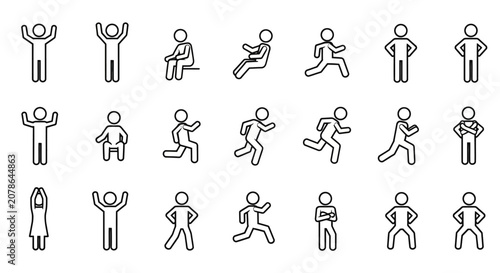 DiverseLineArtHumanPosesIllustrationsCollection.