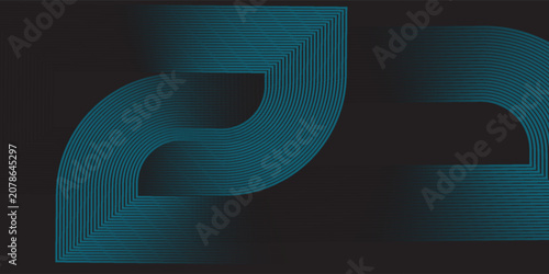 Abstract Geometric Teal Line Pattern On Dark Background — Modern Futuristic Curved Striped Design For Technology And Branding