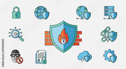 Cybersecurity Concepts Illustrated With Digital Icons.