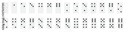 Collection of dominoes with varying dot combinations on a white background