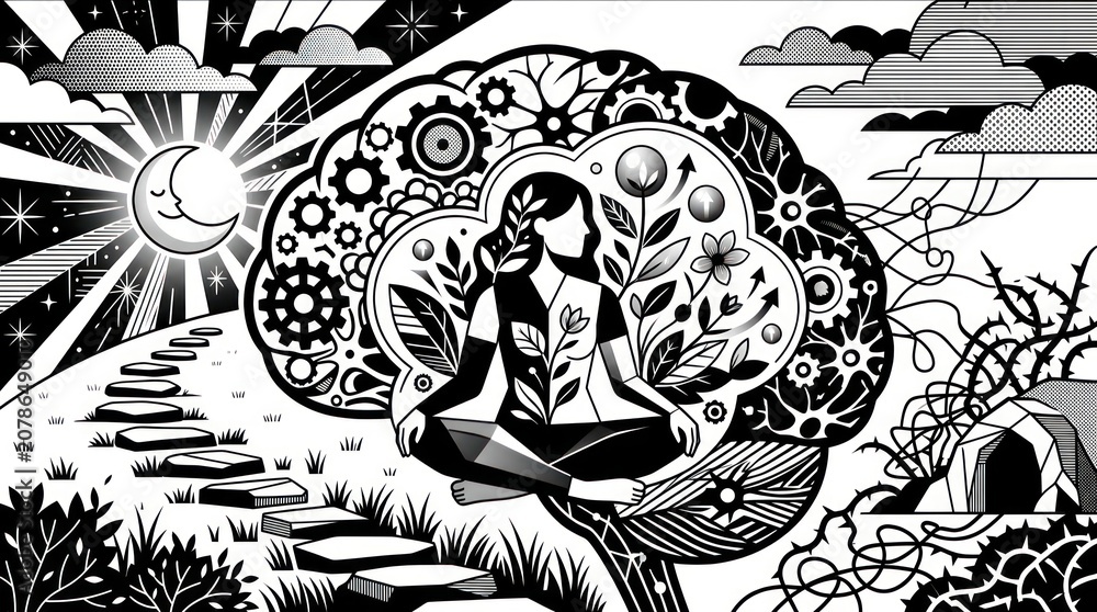 Obraz premium Woman meditating for mental clarity and inner peace