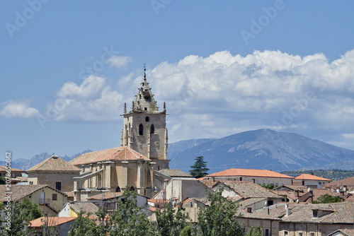 Detail of the Spanish town of Torrelaguna, featuring the tower of the Church of La Magdalena.