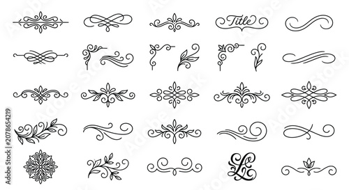 Modern Decorative Line Elements Scribble Swirl Divider Vector Pack