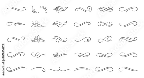Modern Decorative Line Elements Scribble Swirl Divider Vector Pack