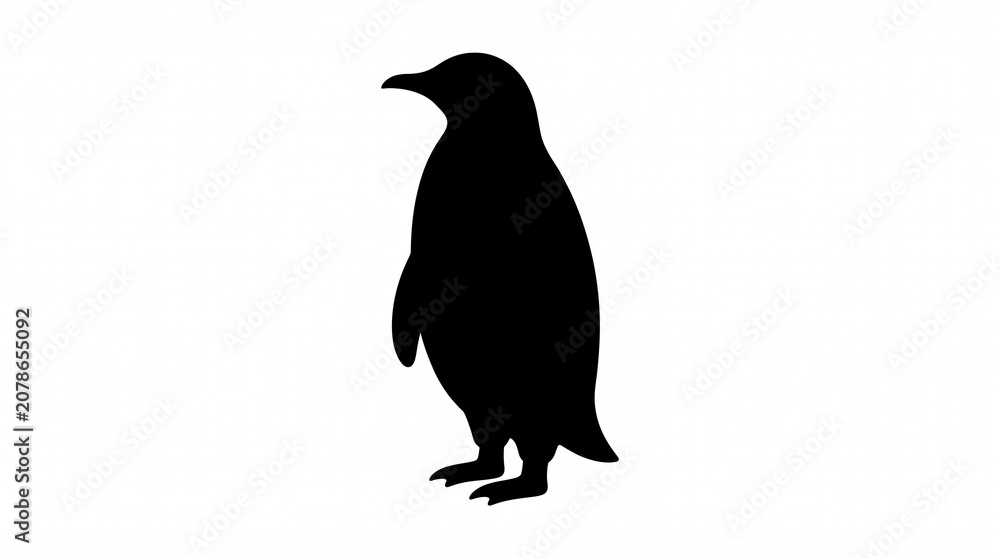 Fototapeta premium Silhouette of a Penguin Standing on Ice in Minimalist Style