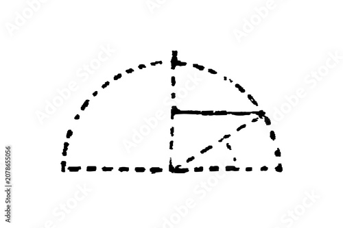Tableau sur toile Geometric cosine function diagram, dashed semicircle with right triangle, old vintage illustration, 1897
