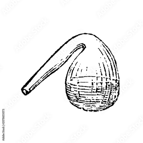 Картината върху платно Glass retort with spherical body and long downward neck, old vintage illustration, 1897
