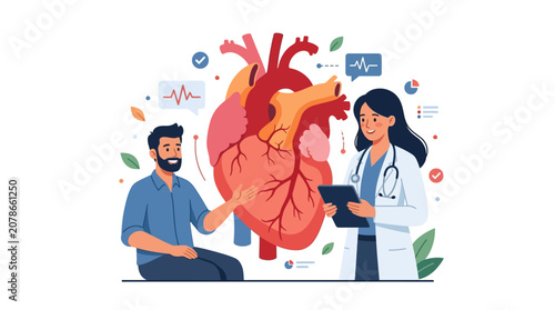 Doctor Explaining Heart Health to Patient Illustration