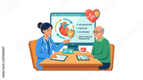 Doctor Explaining Heart Disease Prevention to Senior Patient