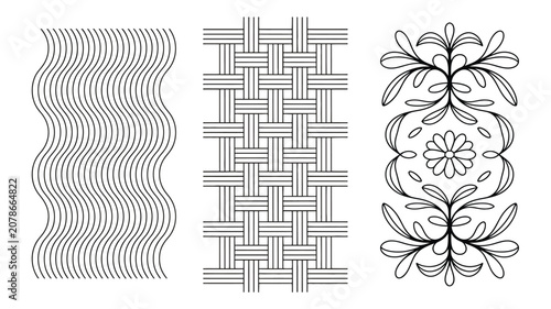 Obraz na plátně Decorative seamless border design elements collection featuring wavy lines abstr