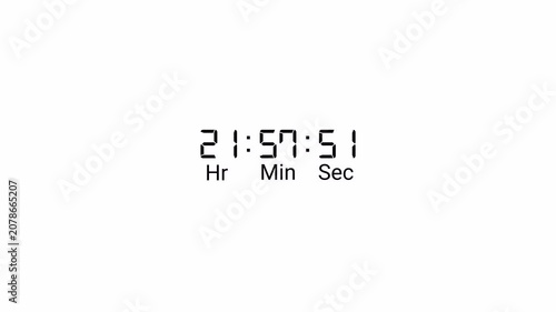 One day countdown timer animation in one minute with transparent background, 24 hours countdown in 60 second with alpha channel in 4k.