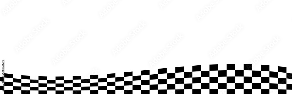 Naklejka premium Wavy Black and White Checkered Racing Flag Border.