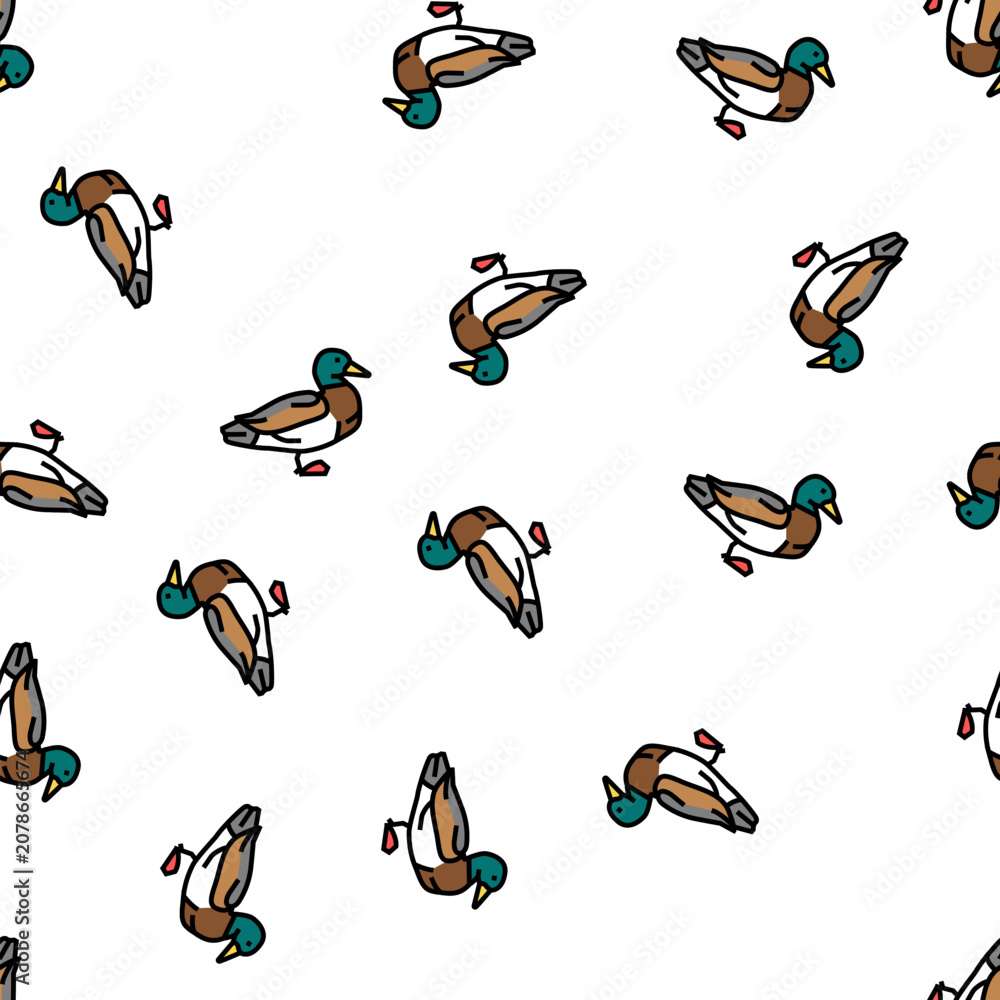 Fototapeta premium duck bird vector seamless pattern duck bird sign illustration