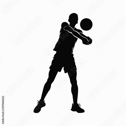 Black silhouette of a basketball player, throwing, dynamic sports icon, athletic pose