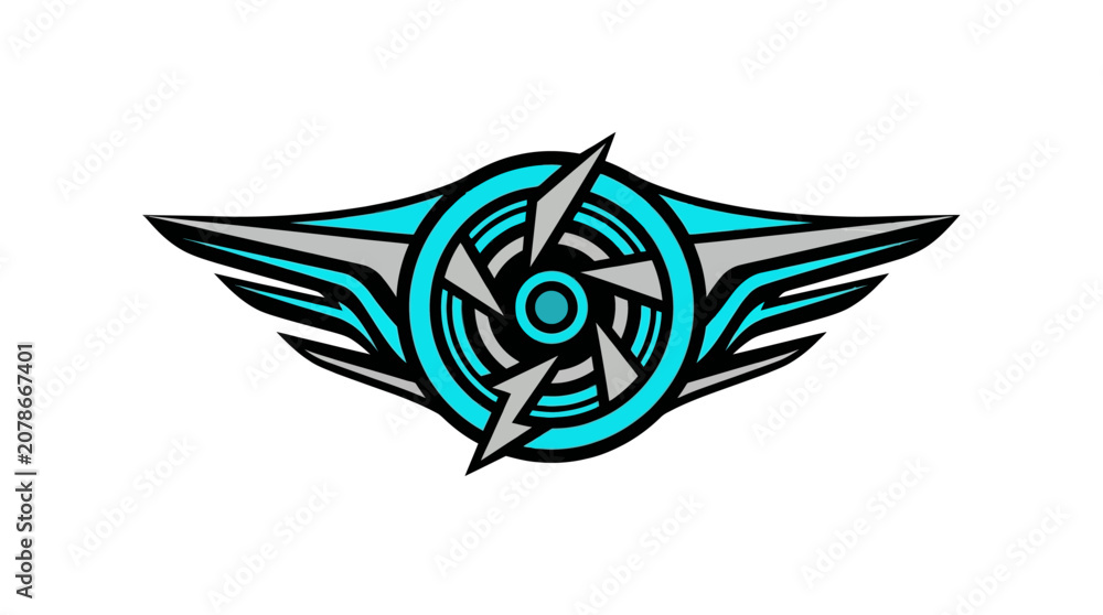 Obraz premium Teal Winged Emblem Design.