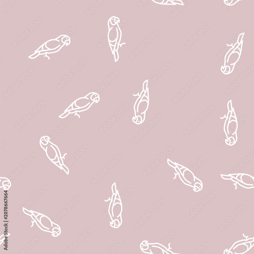Fototapeta premium parrot tropical bird vector line seamless pattern parrot tropical bird sign illustration