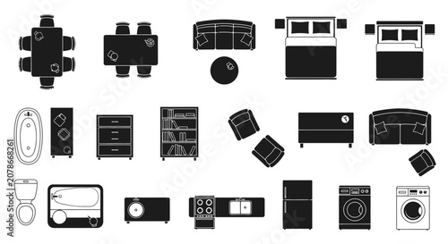 Minimalist Flat Icons Set Home Appliances.